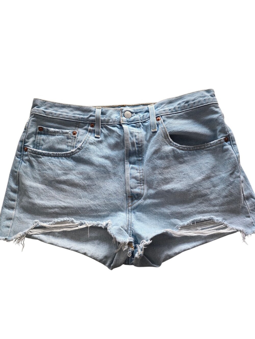 Levi's Light Blue Distressed Denim Cutoff Shorts Size Large